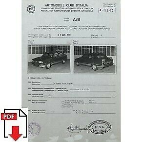 1985 Alfa Romeo Giulietta 1.8 '84 FIA homologation form PDF download
